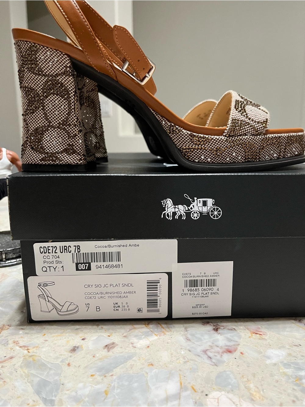Coach Platform Sandal In Crystal Signature Jacquard NIB - Picture 9 of 13